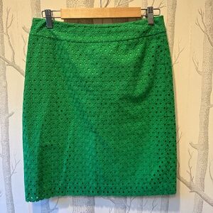 Talbots Green Floral Eyelet Pencil Skirt -Size 10P
